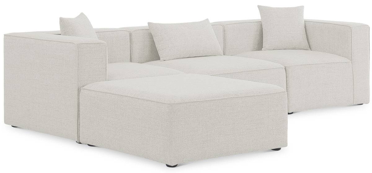 Cube 108" Fabric Upholstered 4pc Modular Sectional Cream