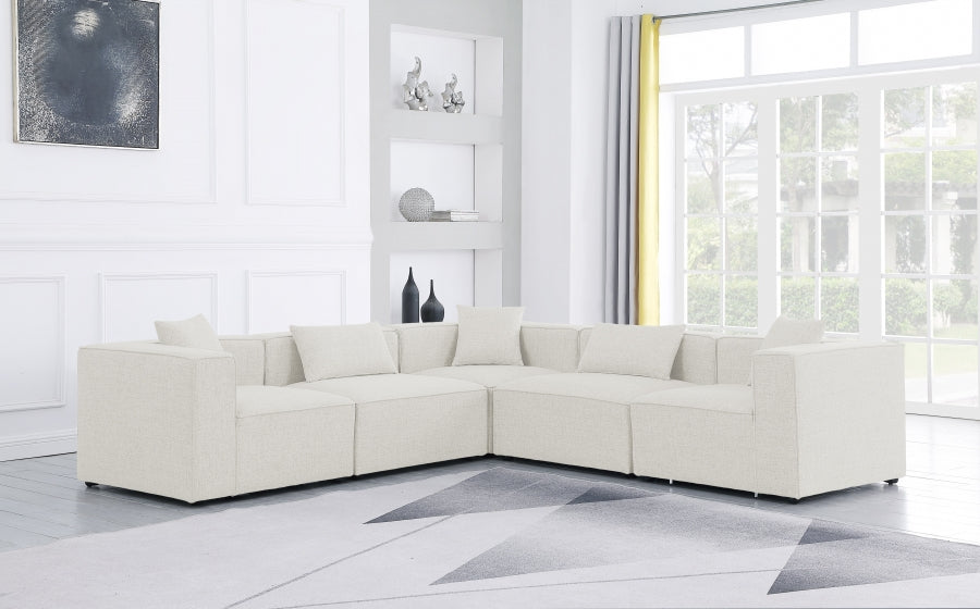 Cube 108" Fabric Upholstered 5pc Modular Sectional Cream