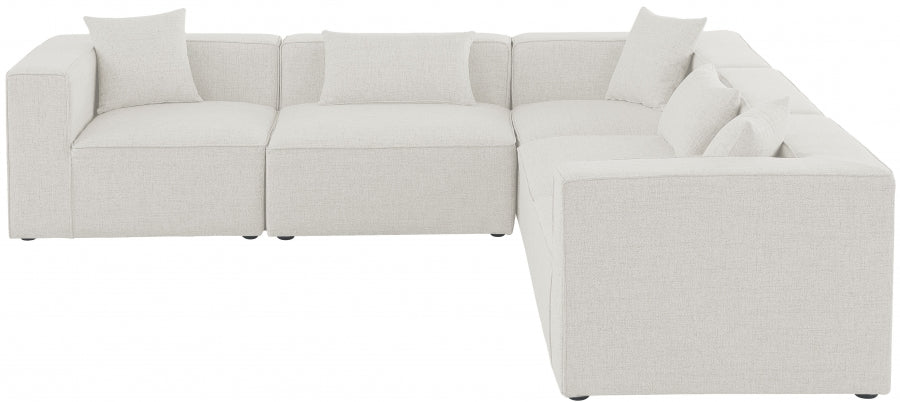 Cube 108" Fabric Upholstered 5pc Modular Sectional Cream