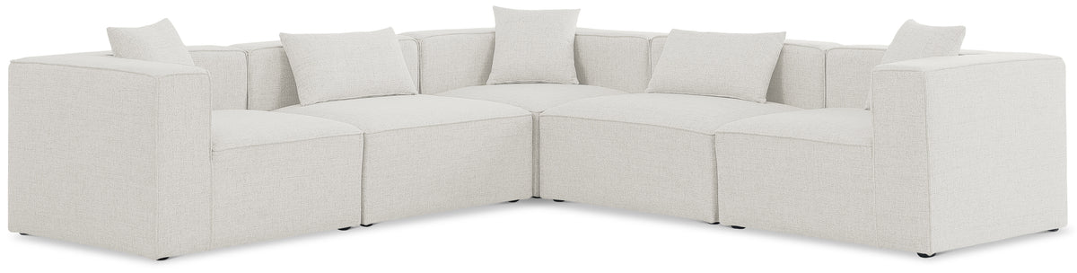 Cube 108" Fabric Upholstered 5pc Modular Sectional Cream