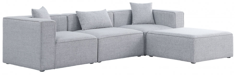 Cube 108" Fabric Upholstered 4pc Modular Sectional Grey