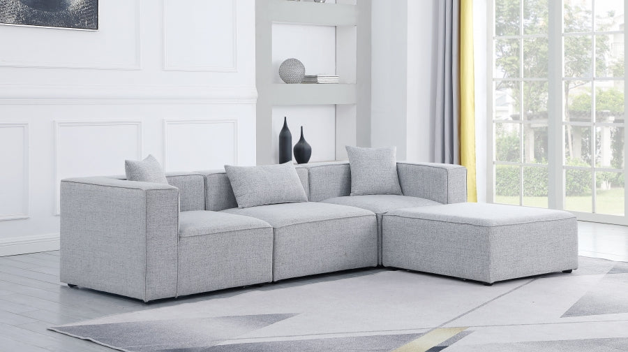 Cube 108" Fabric Upholstered 4pc Modular Sectional Grey