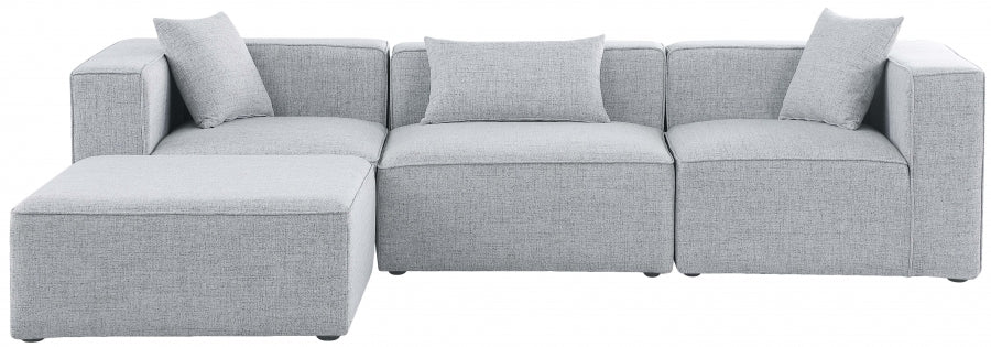 Cube 108" Fabric Upholstered 4pc Modular Sectional Grey