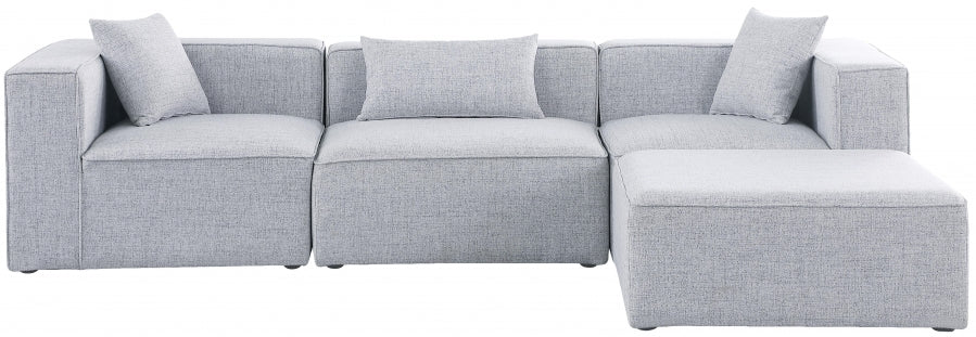 Cube 108" Fabric Upholstered 4pc Modular Sectional Grey