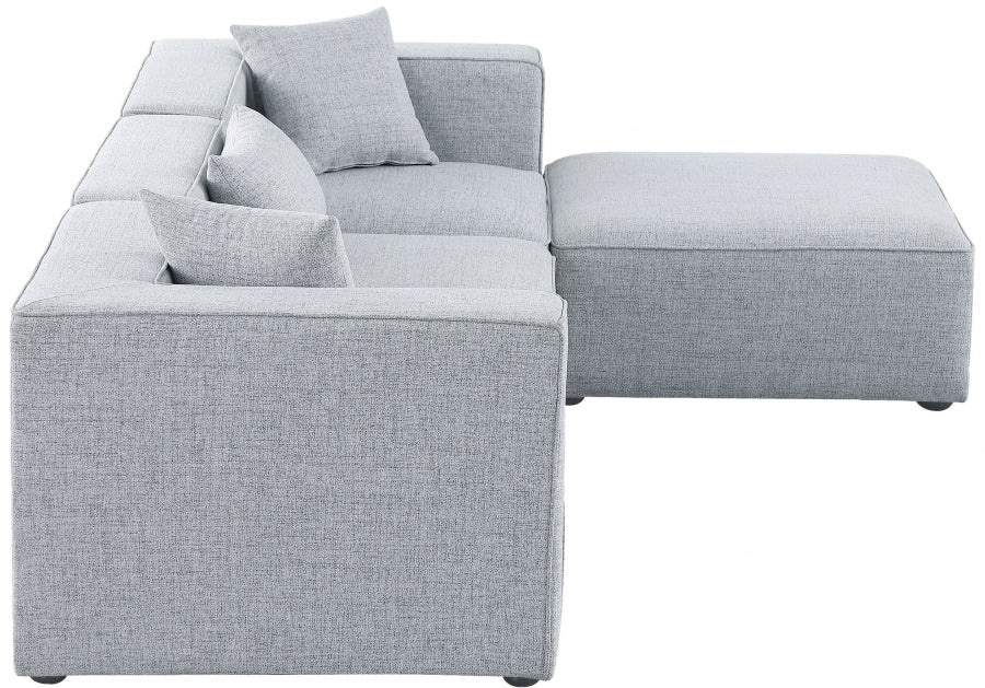 Cube 108" Fabric Upholstered 4pc Modular Sectional Grey