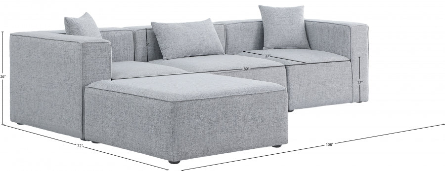 Cube 108" Fabric Upholstered 4pc Modular Sectional Grey
