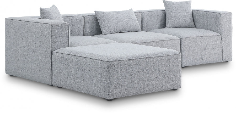 Cube 108" Fabric Upholstered 4pc Modular Sectional Grey
