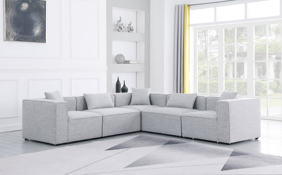 Cube 108" Fabric Upholstered 5pc Modular Sectional Grey