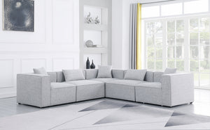 Cube 108" Fabric Upholstered 5pc Modular Sectional Grey