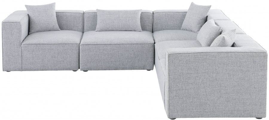 Cube 108" Fabric Upholstered 5pc Modular Sectional Grey