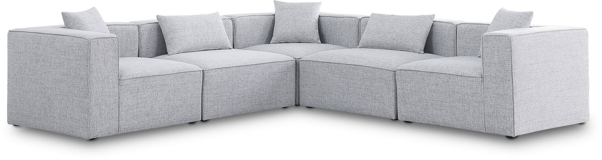 Cube 108" Fabric Upholstered 5pc Modular Sectional Grey
