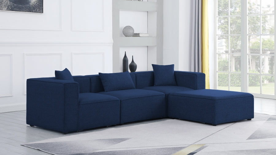 Cube 108" Fabric Upholstered 4pc Modular Sectional Blue