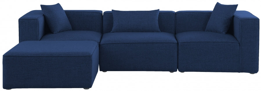 Cube 108" Fabric Upholstered 4pc Modular Sectional Blue