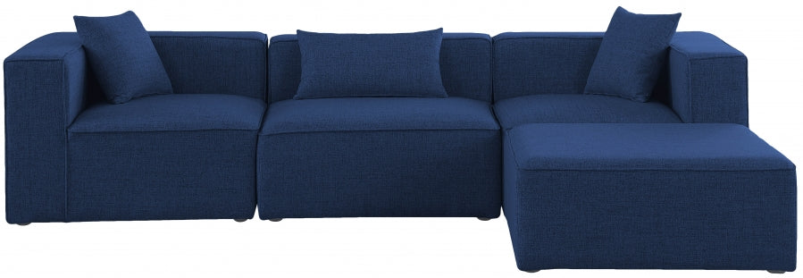 Cube 108" Fabric Upholstered 4pc Modular Sectional Blue