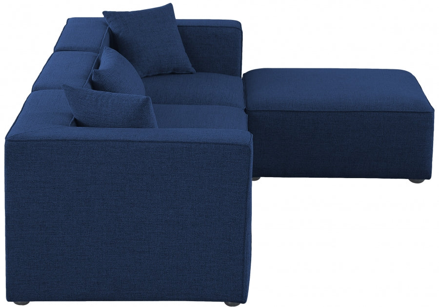 Cube 108" Fabric Upholstered 4pc Modular Sectional Blue