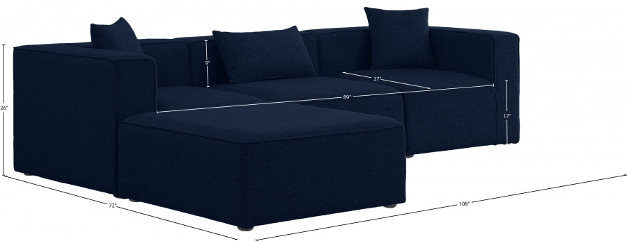 Cube 108" Fabric Upholstered 4pc Modular Sectional Blue
