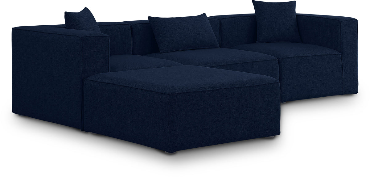 Cube 108" Fabric Upholstered 4pc Modular Sectional Blue