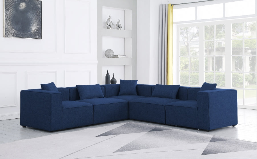 Cube 108" Fabric Upholstered 5pc Modular Sectional Navy