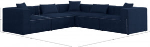 Cube 108" Fabric Upholstered 5pc Modular Sectional Navy