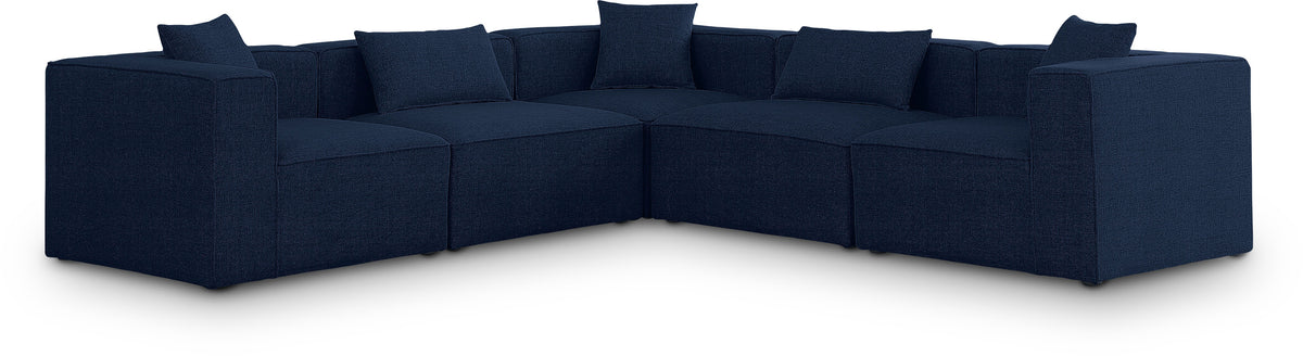Cube 108" Fabric Upholstered 5pc Modular Sectional Navy