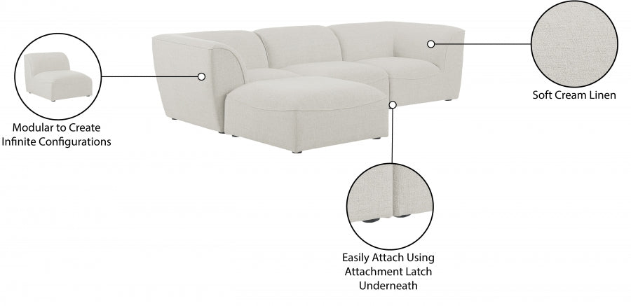 Miramar 109" Linen Textured Fabric Upholstered 4pc. Modular Sectional