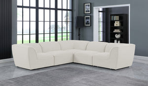 Miramar 109" Linen Textured Fabric Upholstered 5pc. Modular Sectional Cream