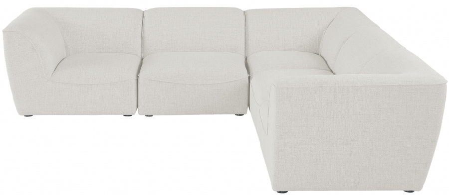 Miramar 109" Linen Textured Fabric Upholstered 5pc. Modular Sectional Cream