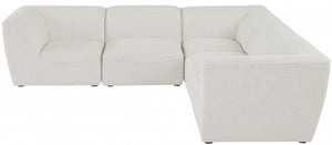 Miramar 109" Linen Textured Fabric Upholstered 5pc. Modular Sectional Cream