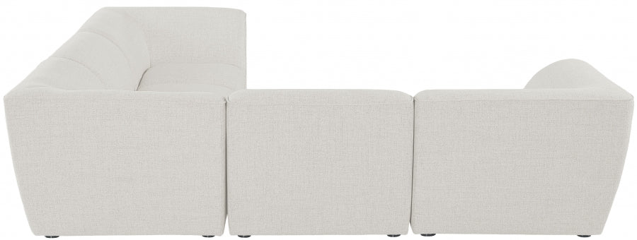 Miramar 109" Linen Textured Fabric Upholstered 5pc. Modular Sectional Cream