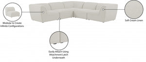 Miramar 109" Linen Textured Fabric Upholstered 5pc. Modular Sectional Cream