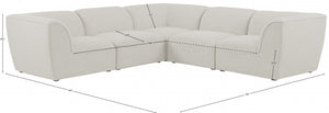 Miramar 109" Linen Textured Fabric Upholstered 5pc. Modular Sectional Cream