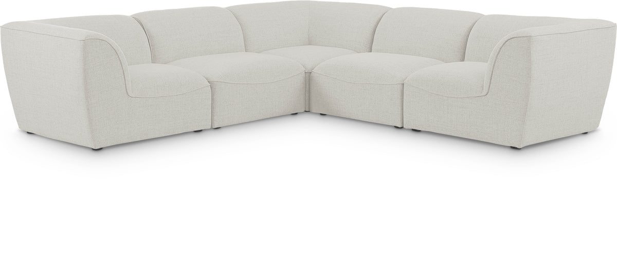 Miramar 109" Linen Textured Fabric Upholstered 5pc. Modular Sectional Grey