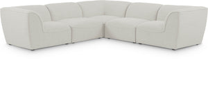 Miramar 109" Linen Textured Fabric Upholstered 5pc. Modular Sectional Cream