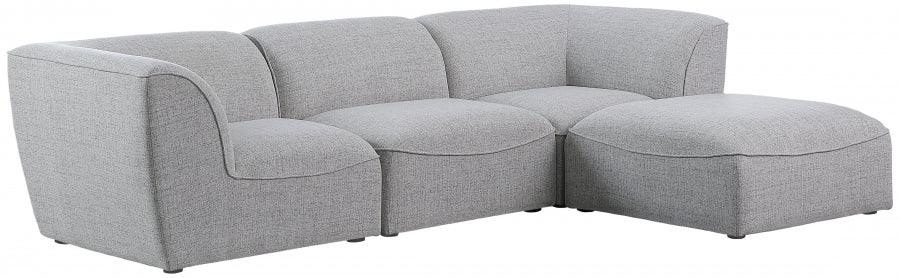 Miramar 109" Linen Textured Fabric Upholstered 4pc. Modular Sectional Grey