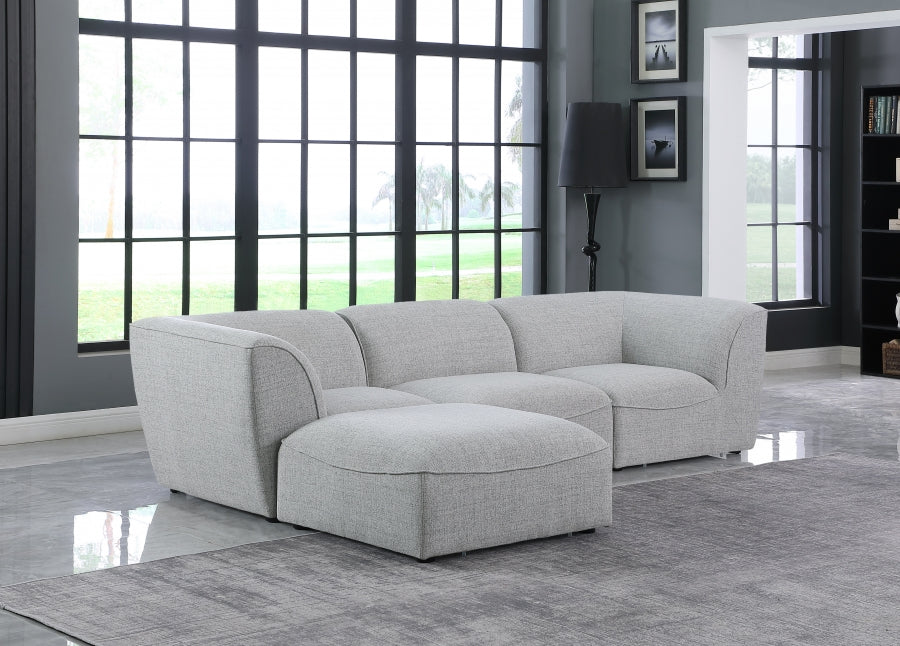 Miramar 109" Linen Textured Fabric Upholstered 4pc. Modular Sectional Grey