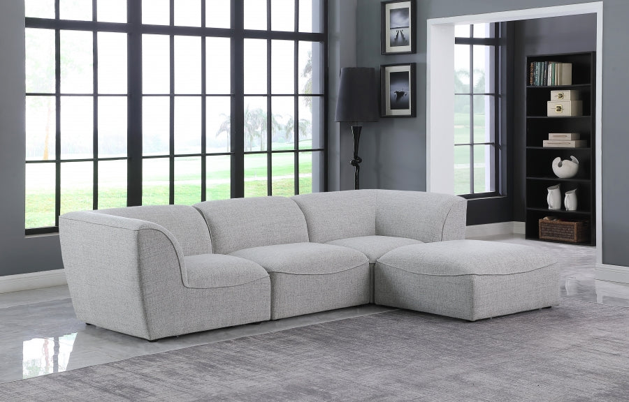 Miramar 109" Linen Textured Fabric Upholstered 4pc. Modular Sectional Grey