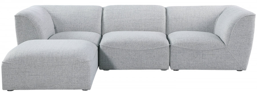 Miramar 109" Linen Textured Fabric Upholstered 4pc. Modular Sectional Grey