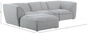 Miramar 109" Linen Textured Fabric Upholstered 4pc. Modular Sectional Grey