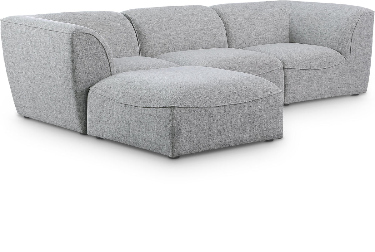 Miramar 109" Linen Textured Fabric Upholstered 4pc. Modular Sectional Grey