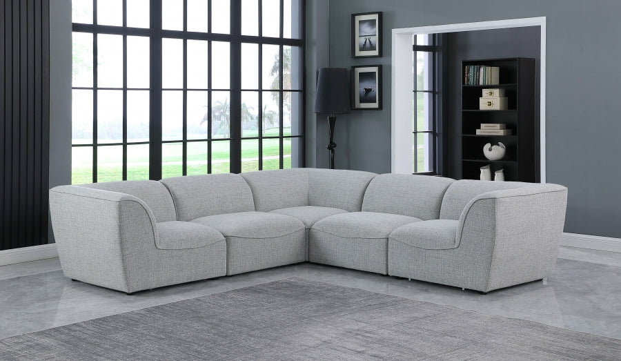Miramar 109" Linen Textured Fabric Upholstered 5pc. Modular Sectional Grey