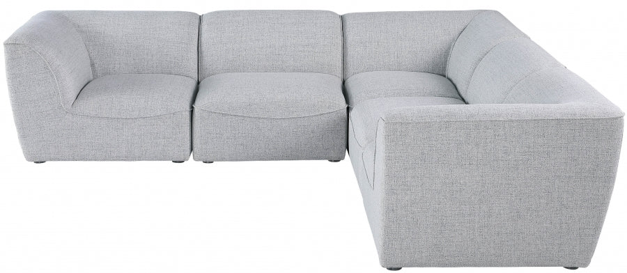 Miramar 109" Linen Textured Fabric Upholstered 5pc. Modular Sectional Grey