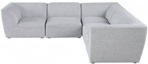 Miramar 109" Linen Textured Fabric Upholstered 5pc. Modular Sectional Grey