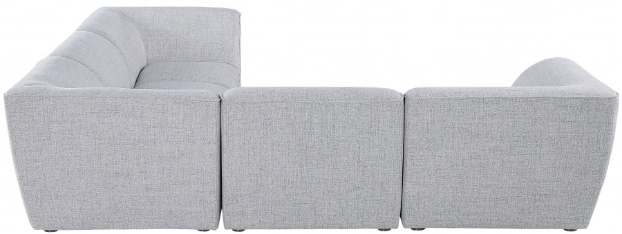 Miramar 109" Linen Textured Fabric Upholstered 5pc. Modular Sectional Grey
