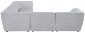 Miramar 109" Linen Textured Fabric Upholstered 5pc. Modular Sectional Grey