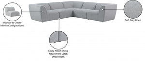 Miramar 109" Linen Textured Fabric Upholstered 5pc. Modular Sectional Grey