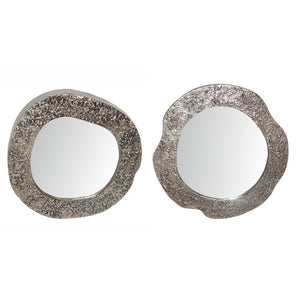 Metal, S/2 15/20" Textured Mirrors, Silver