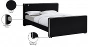 Battan Velvet Bed Black