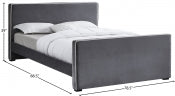 Battan Velvet Bed Grey