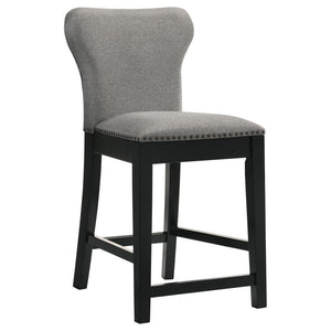 Rolando Upholstered Solid Back Counter Height Stools with Nailhead Trim (Set of 2) Grey and Black WHS