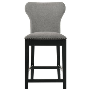 Rolando Upholstered Solid Back Counter Height Stools with Nailhead Trim (Set of 2) Grey and Black WHS